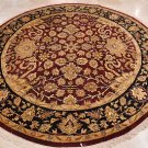 9' ROUND WOOL AREA RUG VEGETABLE DYE CHOBI RED BLACK