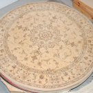 7' ROUND RUG- TUFTED ORIENTAL WOOL/SILK BEIGE/BEIGE RUG