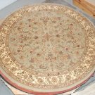 7' ROUND RUG- TUFTED ORIENTAL WOOL/SILK GREEN/IVORY RUG