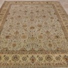 8x10 SPUN WOOL HANDMADE AREA RUG LT GREEN IVORY PERSIAN