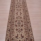 2.5x12 WOOL SILK HANDMADE KNOTTED RUNNER IVORY ORIENTAL