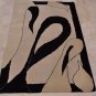 4x6 WOOL AREA RUG MODERN IVORY BLACK HAND MADE TUFTED