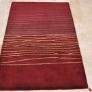 4x6 WOOL AREA RUG MODERN DARK RED HAND MADE TUFTED