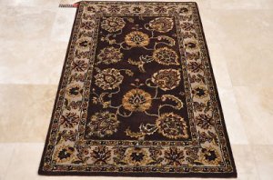 4x6 WOOL AREA RUG PERSIAN PLUM BEIGE HAND MADE TUFTED