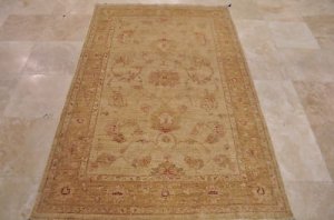 5x8 AREA RUG WOOL HANDMADE VEGETABLE DYE CHOBI IVORY