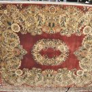 8x10 WOOL RUG HANDMADE COUNTRY FLOWER BURGUNDY PLUSH