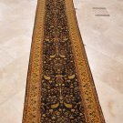 2.5x18 RUNNER HANDMADE WOOL SAROUK BROWN GOLD OVERSIZE