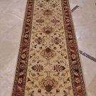 3x10 FOOT RUNNER HANDMADE WOOL CHOBI IVORY RUST VEG DYE