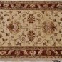 3x10 FOOT RUNNER HANDMADE WOOL CHOBI IVORY RUST VEG DYE