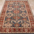 6x8 AREA RUG WOOL HAND KNOTTED TRIBAL KAZAK BLUE RED