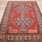 6x7 AREA RUG WOOL HAND KNOTTED TRIBAL KAZAK RED IVORY