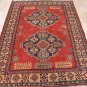 6x7 AREA RUG WOOL HAND KNOTTED TRIBAL KAZAK RED IVORY