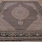 9x12 WOOL & SILK AREA RUG HANDMADE ORIENTAL BLACK IVORY