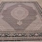 9x12 WOOL & SILK AREA RUG HANDMADE ORIENTAL BLACK IVORY