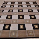 9x12 WOOL SILK RUG THICK HANDMADE WHITE BLACK GRAY INDO