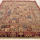 8x10 HANDMADE WOOL RUG PATCHWORK QUILT BEIGE BLUE RED