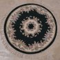 3 EMERALD ROUND HANDMADE AREA RUG FRENCH AUBUSSON IVORY