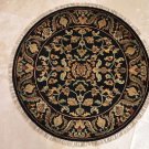 3x3 FOOT ROUND HANDMADE AREA RUG BLACK KNOTTED JAIPUR