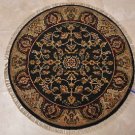 3x3 FOOT ROUND HANDMADE AREA RUG CHARCOAL IVORY RED MAT