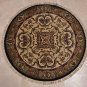 3 FOOT ROUND HANDMADE AREA RUG IVORY GOLD BLUE GRAY RED