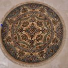 3x3 FOOT ROUND HANDMADE AREA RUG IVORY GRAY GEOMETRIC