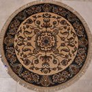 3 FOOT ROUND HANDMADE AREA RUG BEIGE CHARCOAL DOOR MAT