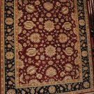 8x10 RED BLACK RUG GOLD FLOWERS HANDMADE WOOL INDIA NEW