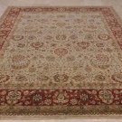 9x12 WOOL AREA RUG HANDMADE PERSIAN KASHAN IVORY RED