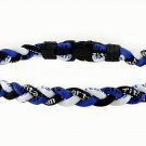 Ionic Titanium Sports Necklace - Royal Blue,Black,& White 22.5"