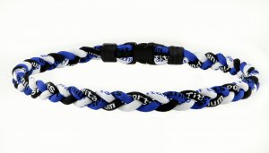 Ionic Titanium Sports Necklace - Royal Blue,Black,& White 22.5"