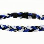 Ionic Titanium Sports Necklace - Royal Blue,Black,& White 22.5"