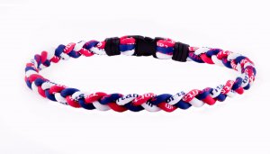 Ionic Titanium Sports Necklace - Red, Navy Blue, & White 22.5"