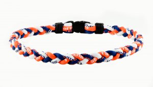 Ionic Titanium Sports Necklace - Orange, Navy Blue, & White 20"