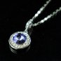 Violet Blue Swarovski Crystal White Gold Pendant with Chain!!