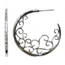 PAVE CZ WITH FILIGREE INSIDE HOOP EARRINGS 30MM