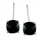 4CTW JET BLACK CUSHION CUT CUBIC ZIRCONIA FISH HOOK EARRINGS