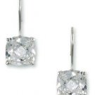 4CTW CLEAR CUSHION CUT CUBIC ZIRCONIA FISH HOOK EARRINGS