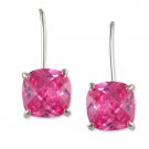 4CTW PINK CUSHION CUT CUBIC ZIRCONIA FISH HOOK EARRINGS