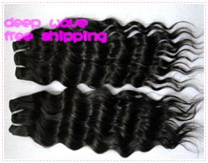Deep Wave,14"+16"+18",virgin brazilian human hair extension, 3pcs/lot,1b#2 (3.5oz/pc)