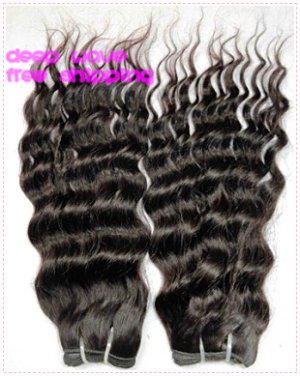 Deep Wave,16"+18"+20",virgin brazilian human hair extension, 3pcs/lot,1b#2 (3.5oz/pc)