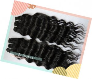 Deep Wave,2pcs*14"+1pcs*16",Virgin Brazilian Human Hair Extension, 3pcs/lot,1b#2 (3.5oz/pc)