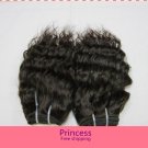 Deep Wave,2pcs*12"Virgin Brazilian Human Hair Extension, 2pcs/lot,1b#2 (3.5oz/pc)