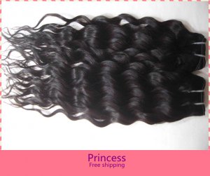 Deep Wave,2pcs*18"Virgin Brazilian Human Hair Extension, 2pcs/lot,1b#2 (3.5oz/pc)