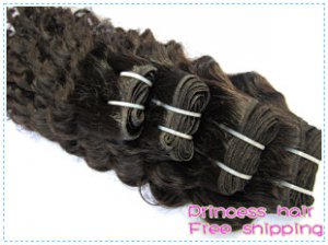Deep Wave,22"+24",virgin brazilian human hair extension, 2pcs/lot,1b#2 (3.5oz/pc