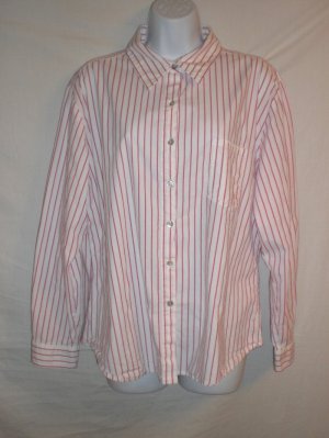 Chico's Pink & White Striped Button Down Shirt 3 16 18