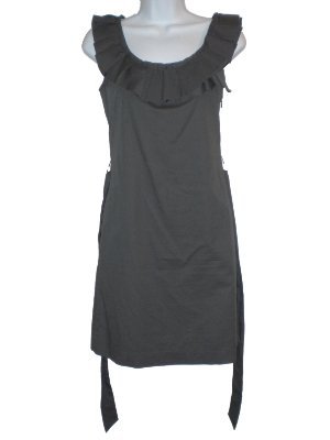 J Crew Gray Ruffle Cotton Sateen Classic Dress Size 0