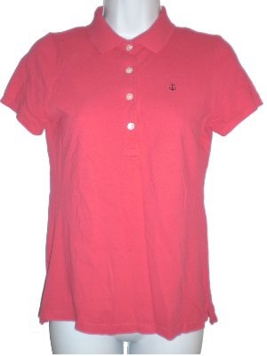 J Crew Bright Pink Cotton Anchor Polo Shirt Size Small