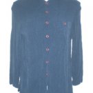 Carole Little Petites Button Down Blue Rayon Top 4P