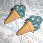 Blue Sparkle Ice Cream Cone Retro Rockabilly Earrings