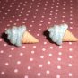 Blue Glitter Ice Cream Cone Retro Rockabilly Earrings